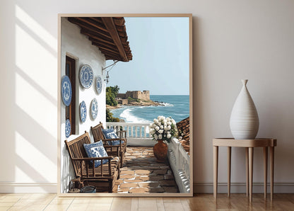 Affiche Galle – Poster Art de Patio Côtier du Sri Lanka