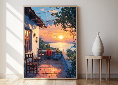 Affiche Rajshahi – Poster Art de Patio en Soie et Poterie