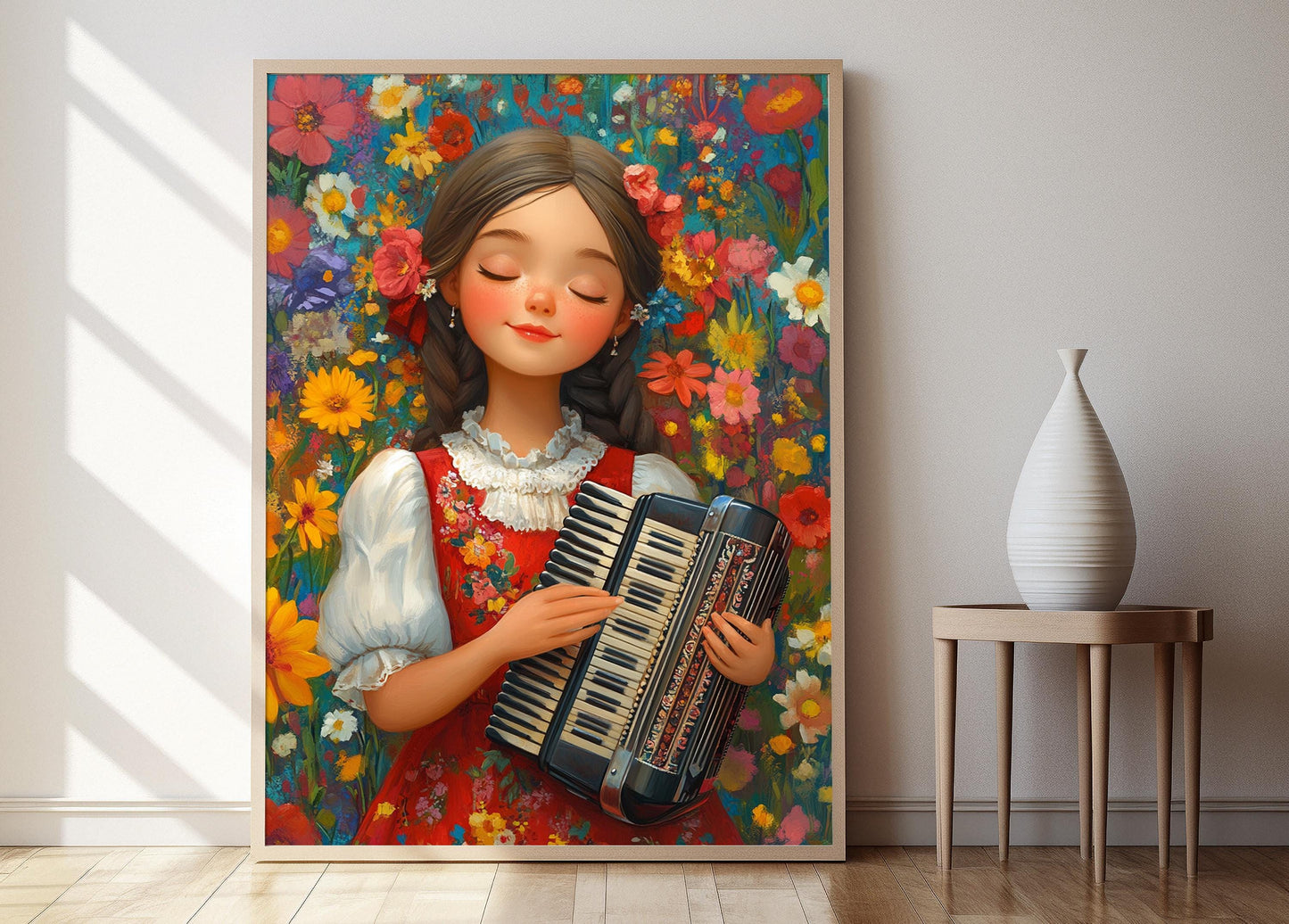 Affiche Folklore Croate – Poster Fille en Poupée avec Accordéon