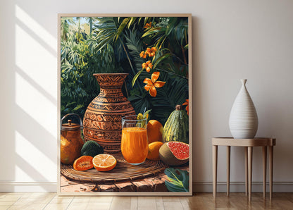 Affiche Chicha Nicaraguayenne – Poster de Gourdes et Fruits Tropicaux