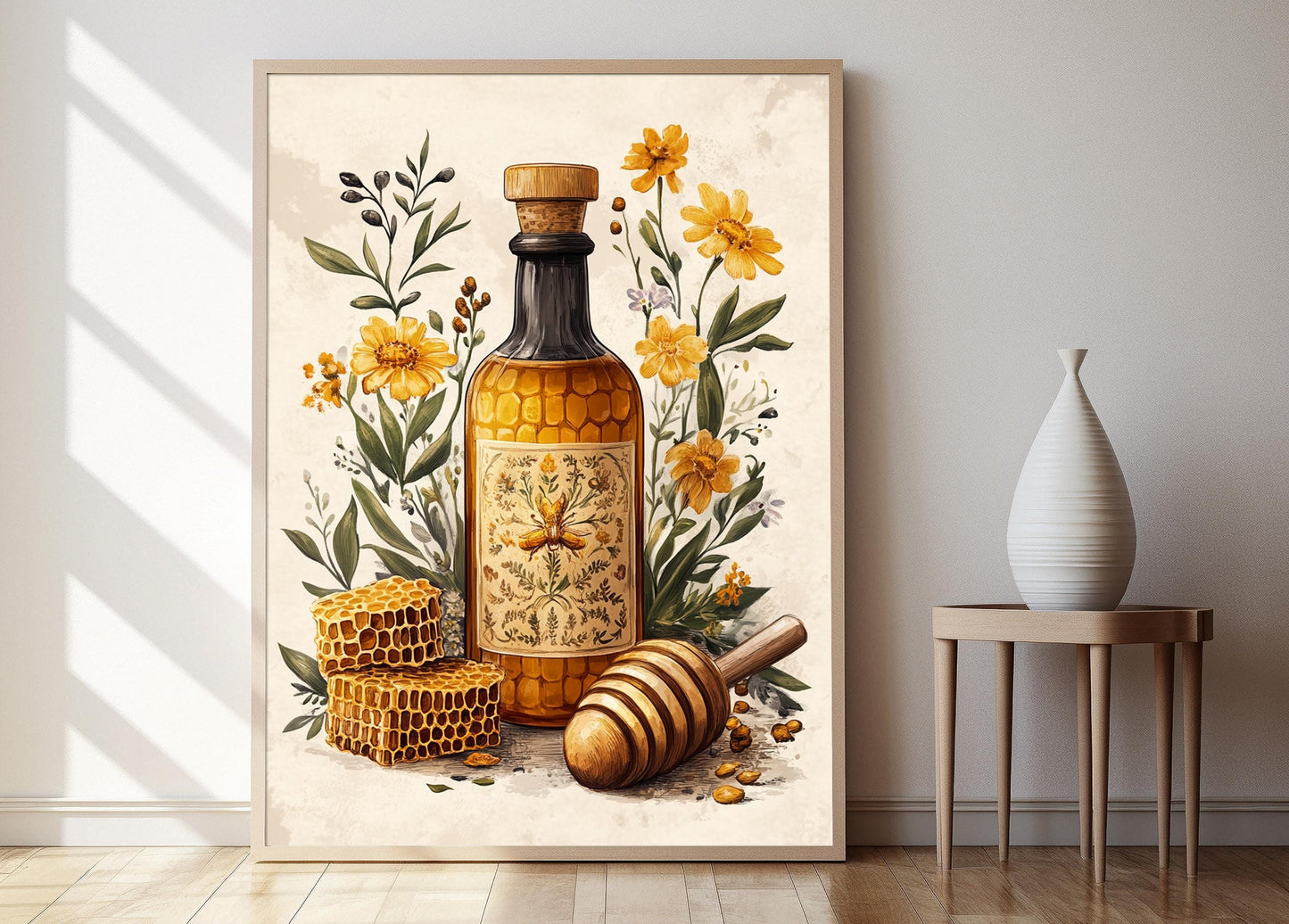 Affiche Hydromel Polonais – Poster avec Rayons de miel et Motifs Folkloriques