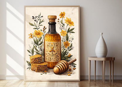 Affiche Hydromel Polonais – Poster avec Rayons de miel et Motifs Folkloriques