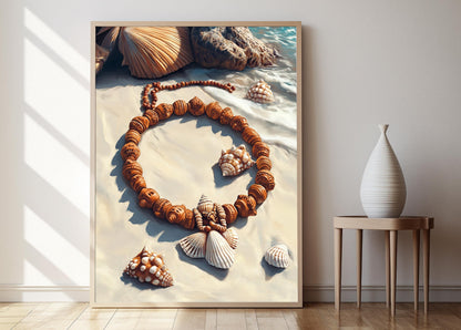 Affiche Taino Jamaïcaine – Poster Art de Collier avec Coquillages et Perles