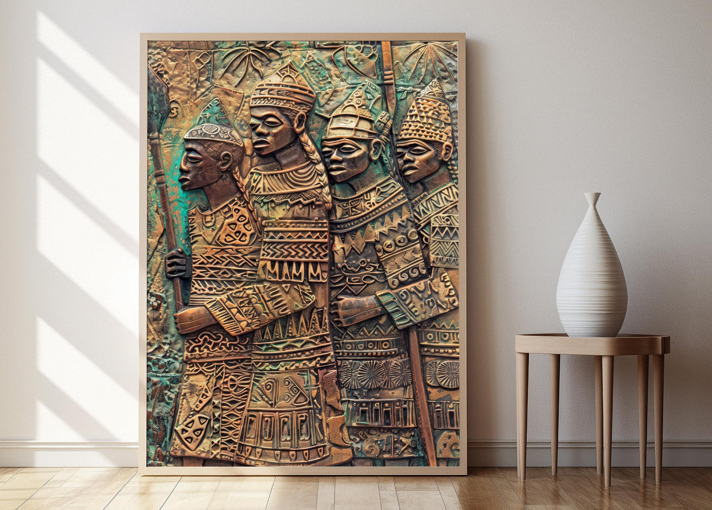 Affiche Plaque en Bronze du Bénin – Poster Art Africain Coloré