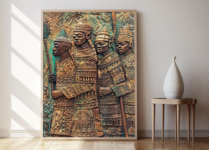 Affiche Plaque en Bronze du Bénin – Poster Art Africain Coloré