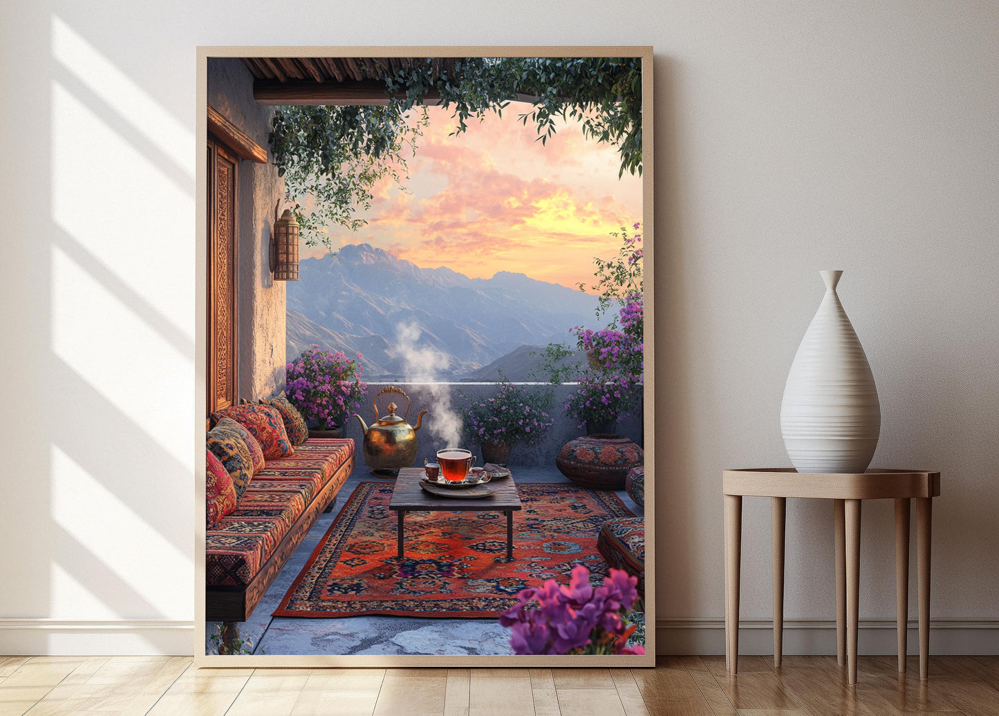 Affiche Halabja – Impression d'art : Tapis kurdes et vue des Zagros