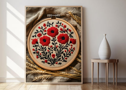 Affiche Broderie Ukrainienne – Poster Art dans Cerceau Boisé