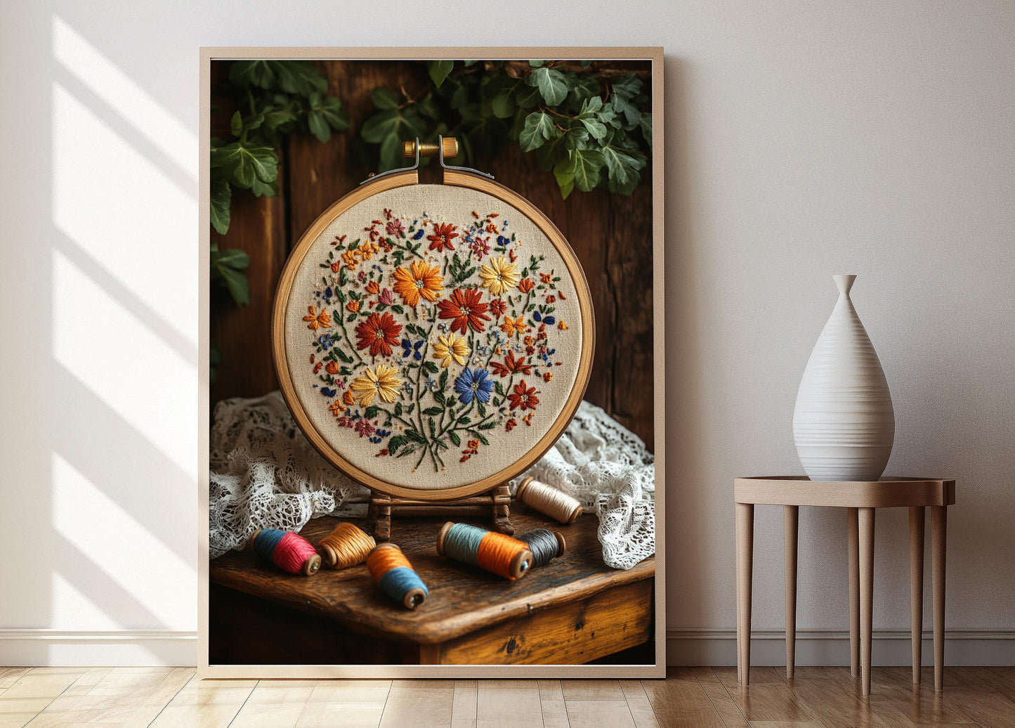 Affiche Kalocsa Hongroise – Poster Art de Broderie en Cerceau Bois