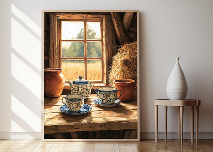 Affiche Ensemble de Thé Lituanien – Poster Décor de Grange Village