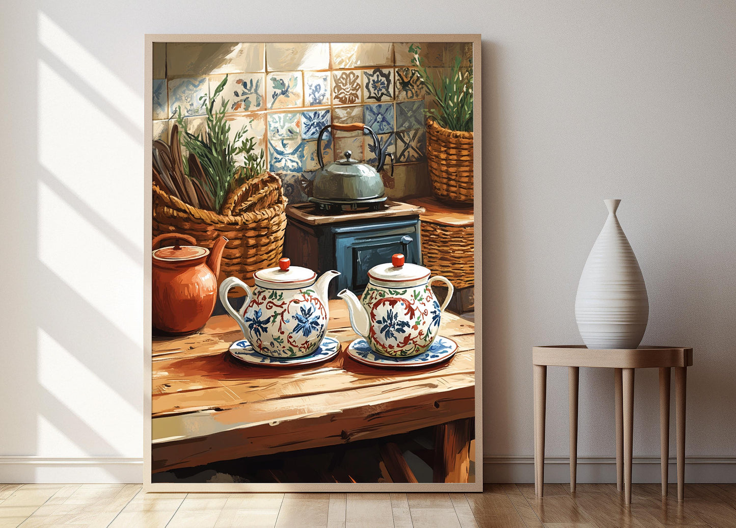 Affiche Set de Thé Ukrainien – Poster Décor de Cuisine de Village