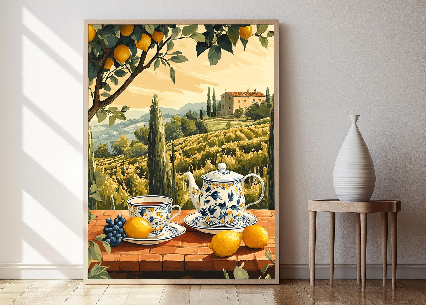 Affiche Art de la Théière Italienne – Poster Décor Terrasse Toscanne