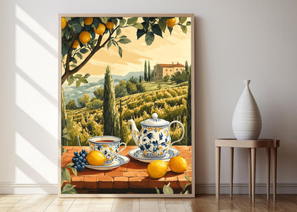 Affiche Art de la Théière Italienne – Poster Décor Terrasse Toscanne