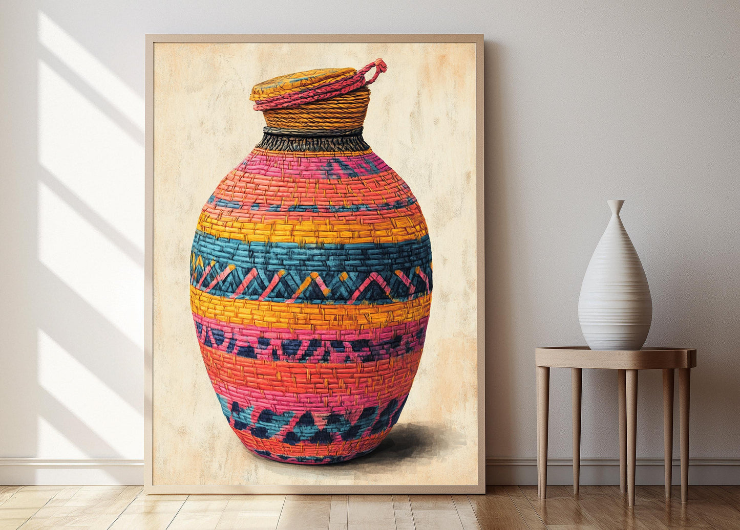 Affiche Panier Sénégalais – Poster Art Africain Tissé à la Main