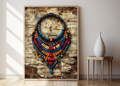 Affiche Bijoux Maasai – Art Print de Colier en Perles Traditionnel