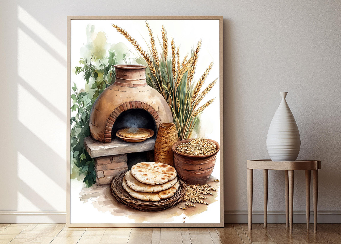 Affiche Four en Argile Égyptien – Impression Artisanale de Pain Plat