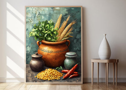 Affiche Art en Argile Zimbabwéenne – Décor de Plat Traditionnel Sadza