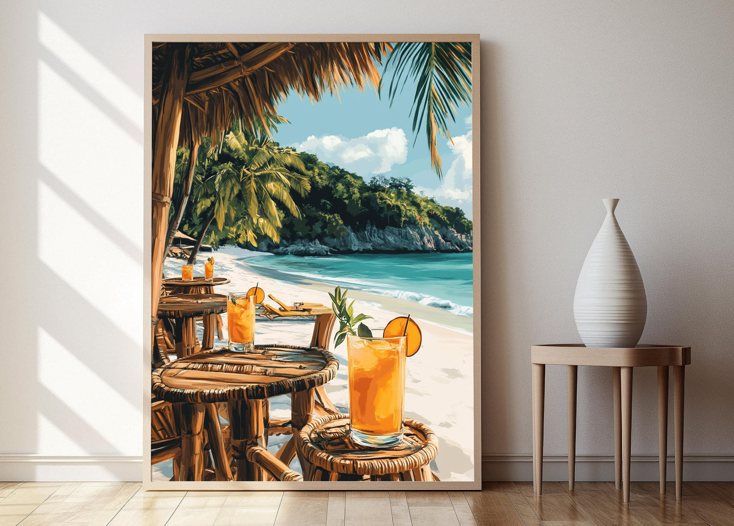 Affiche Bar Plage Blanche – Poster Style Tropical Philippin
