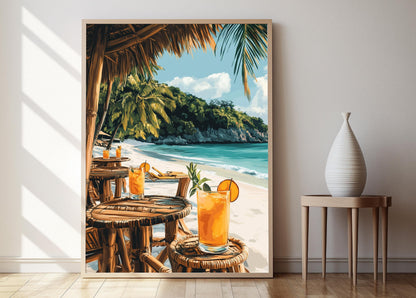 Affiche Bar Plage Blanche – Poster Style Tropical Philippin