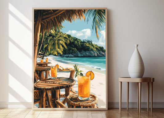 Affiche Bar Plage Blanche – Poster Style Tropical Philippin