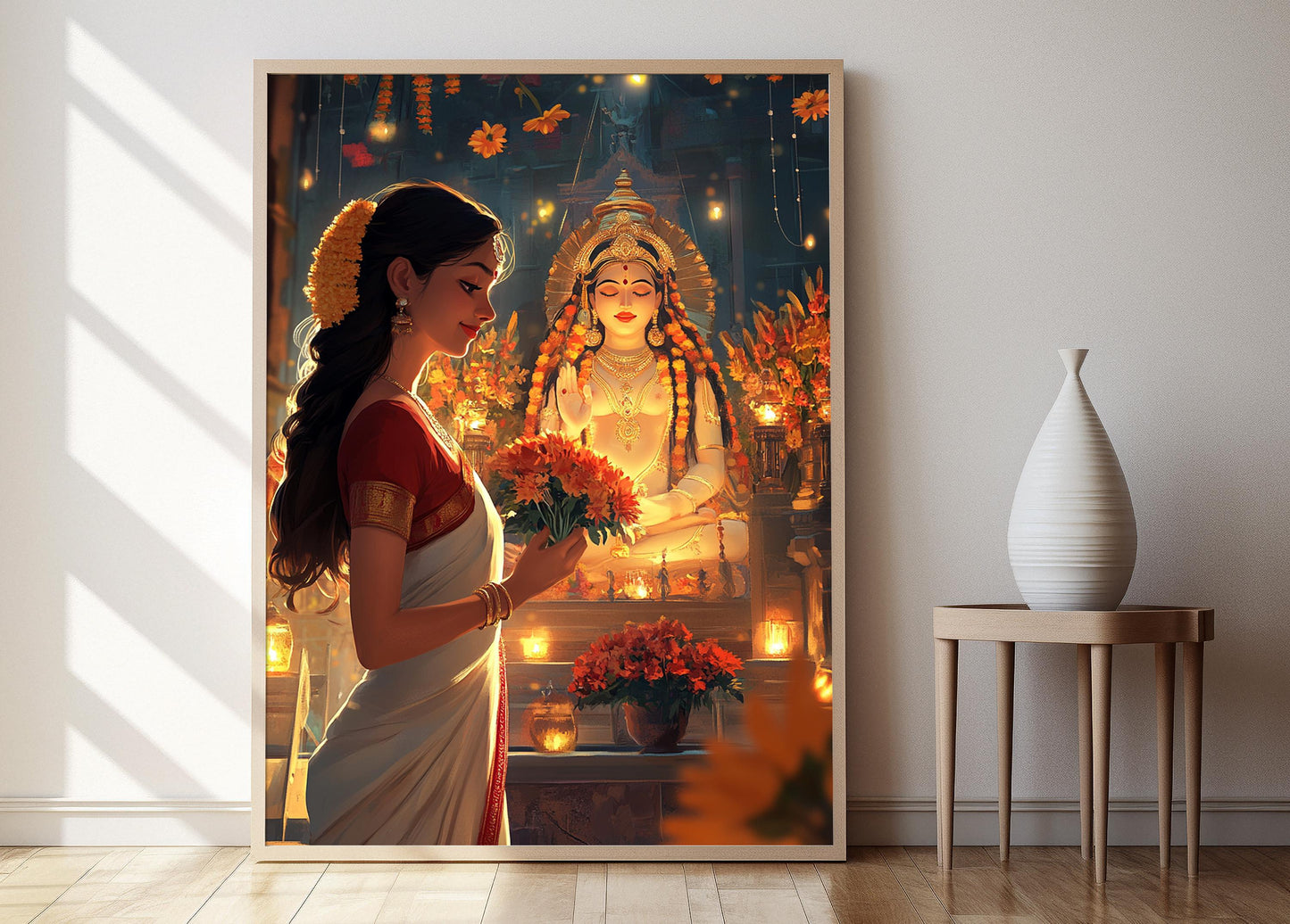 Affiche Femme Bengali à Durga Puja – Poster Décor Culturel Festif