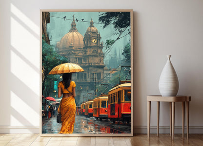 Affiche Femme Bengali – Poster Art de Rue à Kolkata, Décor Urbain