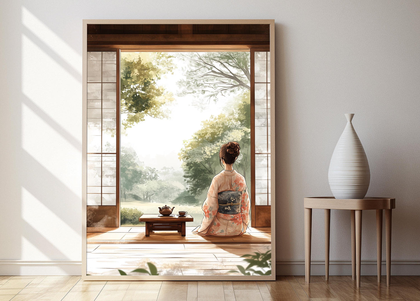 Affiche Cérémonie de Thé – Poster Femme Japonaise en Kimono Tradtionnel