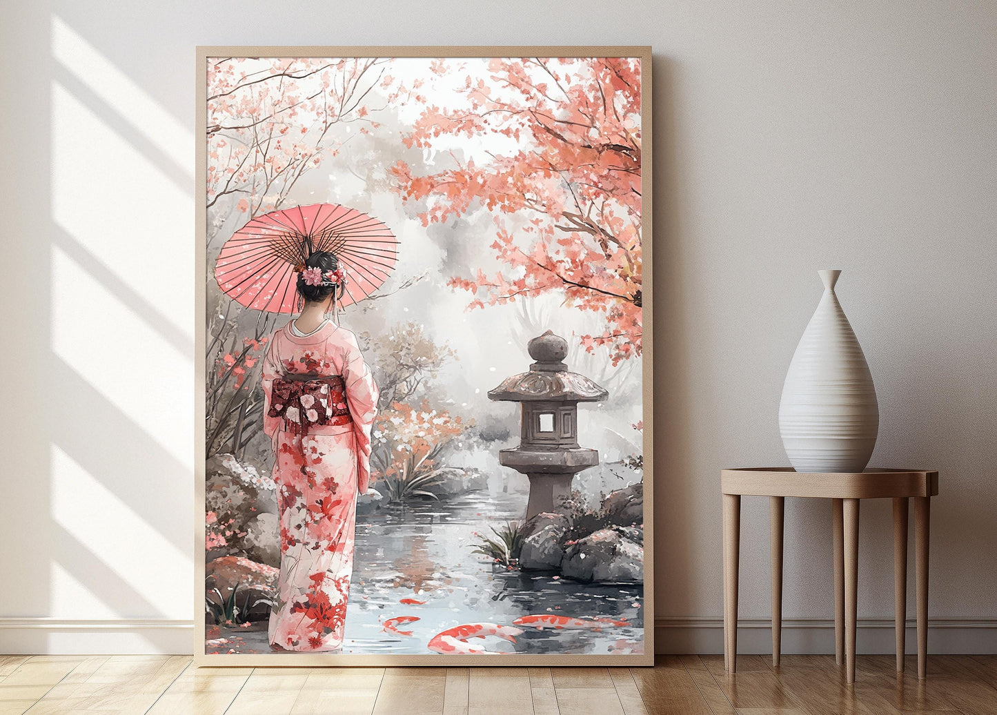 Affiche Jardin de Cerisiers – Impression Art de Femme en Kimono
