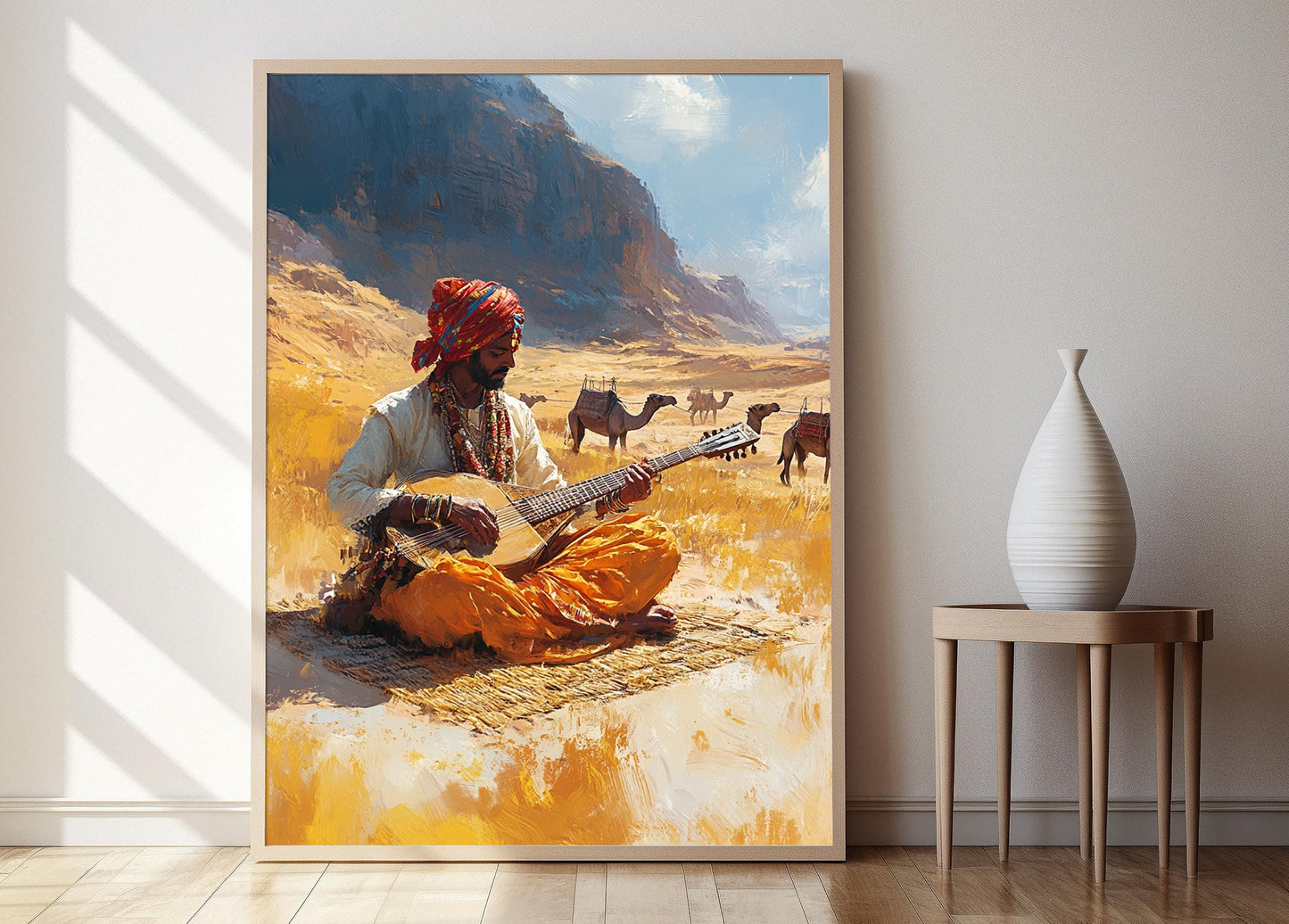 Affiche Sarangi Indien – Art de Musicien Traditionnel dans le Désert