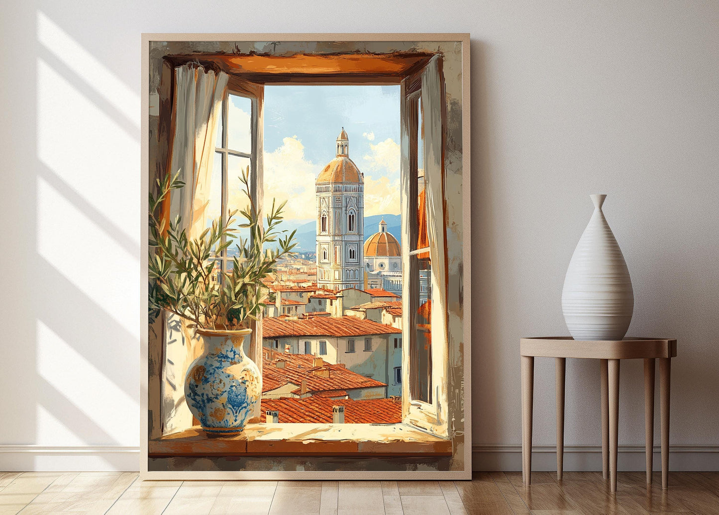 Affiche Florence Duomo – Poster Vue Rustique de Fenêtre Italienne