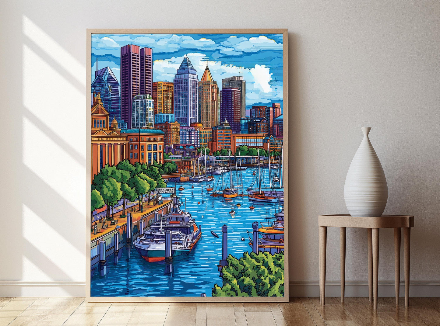 Affiche Baltimore Inner Harbor – Art Print Ville Colorée du Maryland