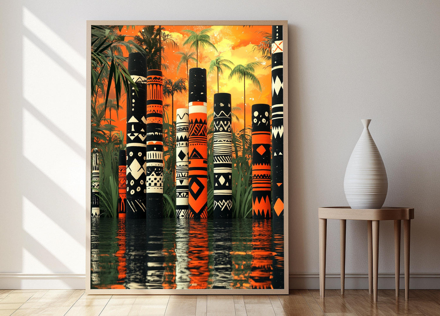 Affiche Tiwi Poles – Poster Art Aborigène Traditionnel Australien