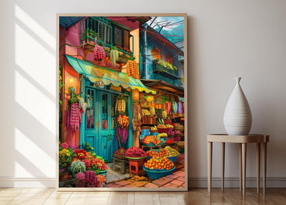 Affiche Village Philippin – Poster Scène Traditionnelle de Campagne