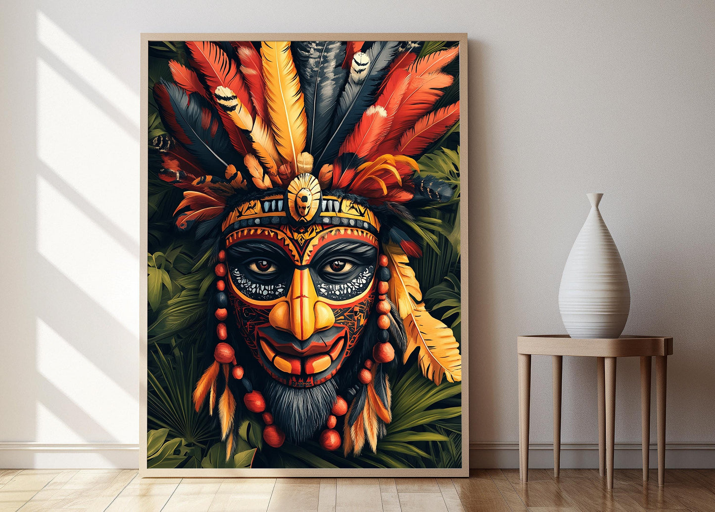 Affiche Masque Tribal Mélanésien – Impression Art Décor Culturel PNG