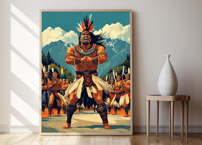 Affiche Haka Maori – Poster Art de la Danse Culturelle de Nouvelle-Zélande