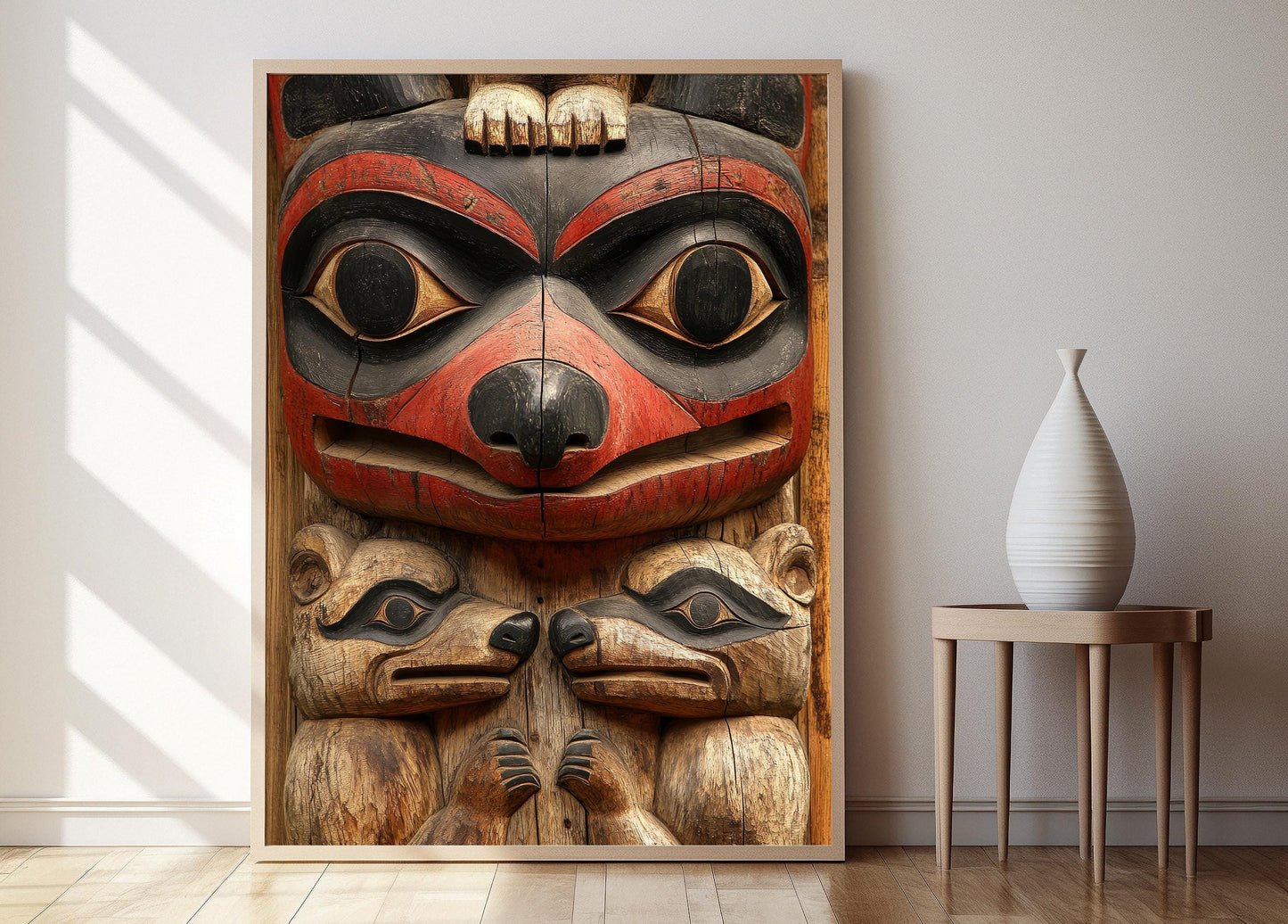 Affiche Totem Haida – Art Impression Animaux Symboliques et Motifs Traditionnels