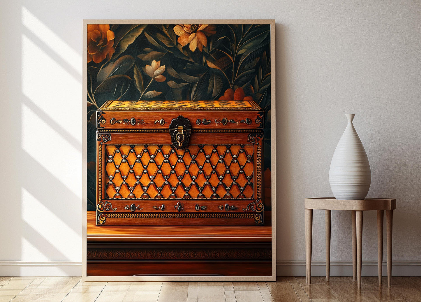 Boîte à Bijoux en Bois – Affiche Art Jaali Rajasthani Indienne