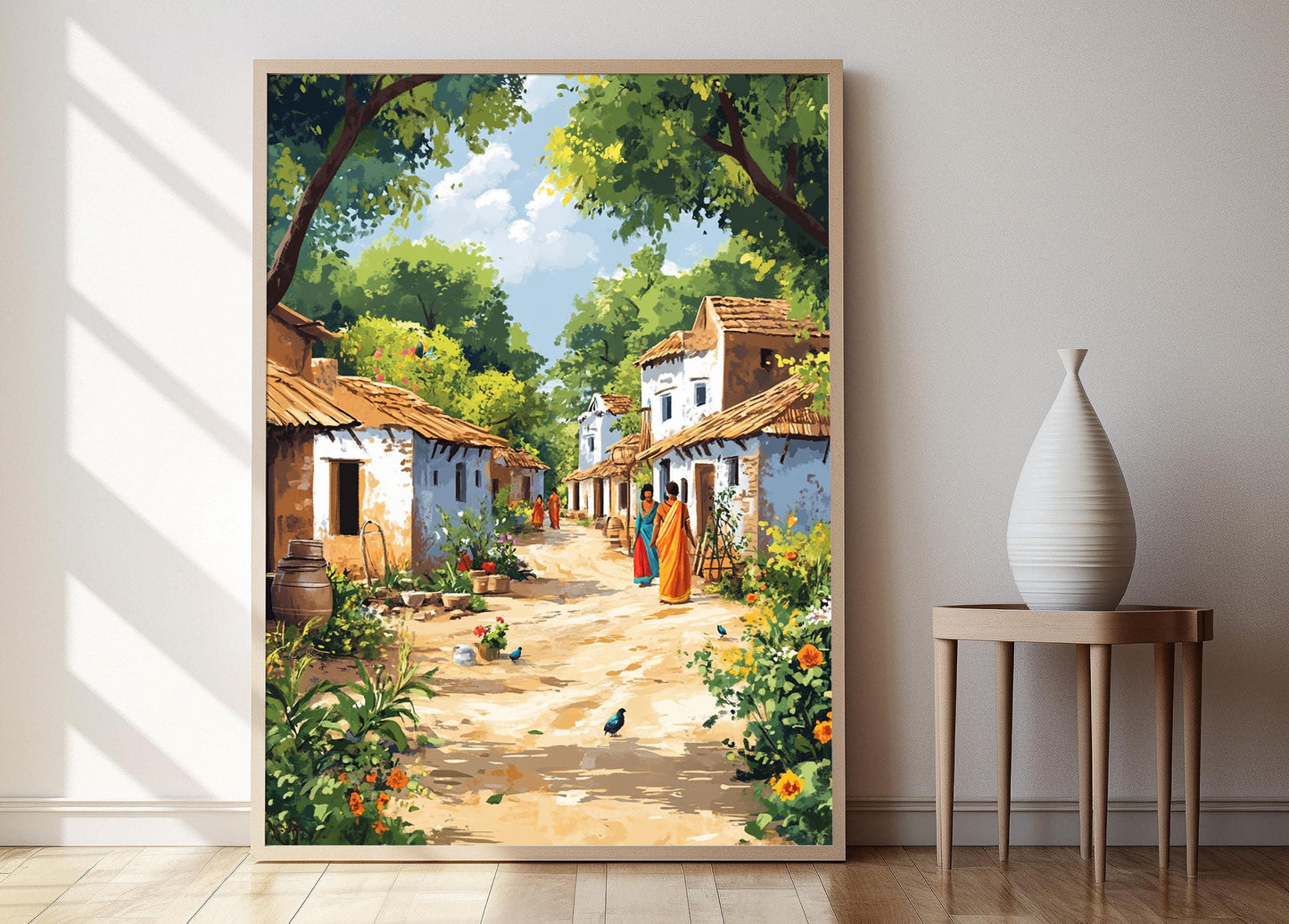 Affiche Village Gujurati – Poster Artisanat et Huttes en Argile