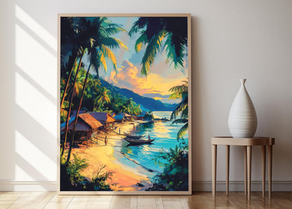 Affiche Village de Batangas – Poster Art Filipino Tropical