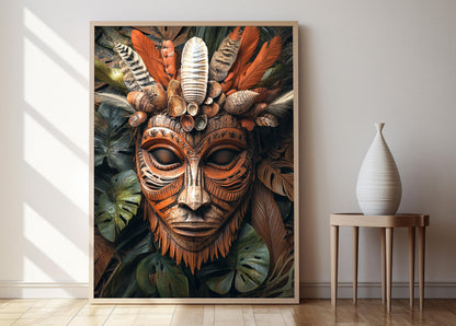 Affiche Masque Esprit Sepik – Poster Art en Bois de Papouasie-Nouvelle-Guinée