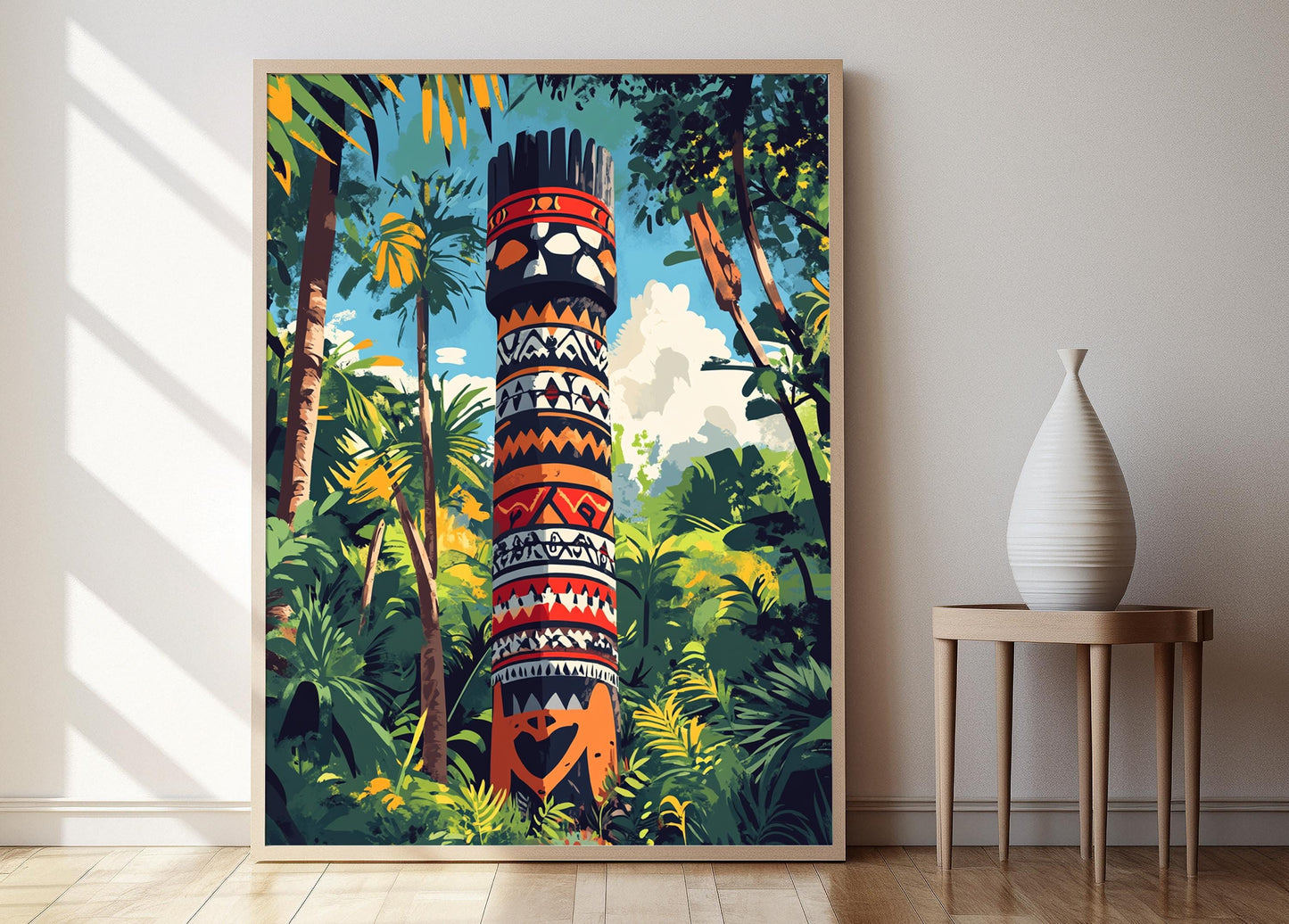 Affiche Art Aborigène – Impression Géométrique du Poteau Funéraire Tiwi