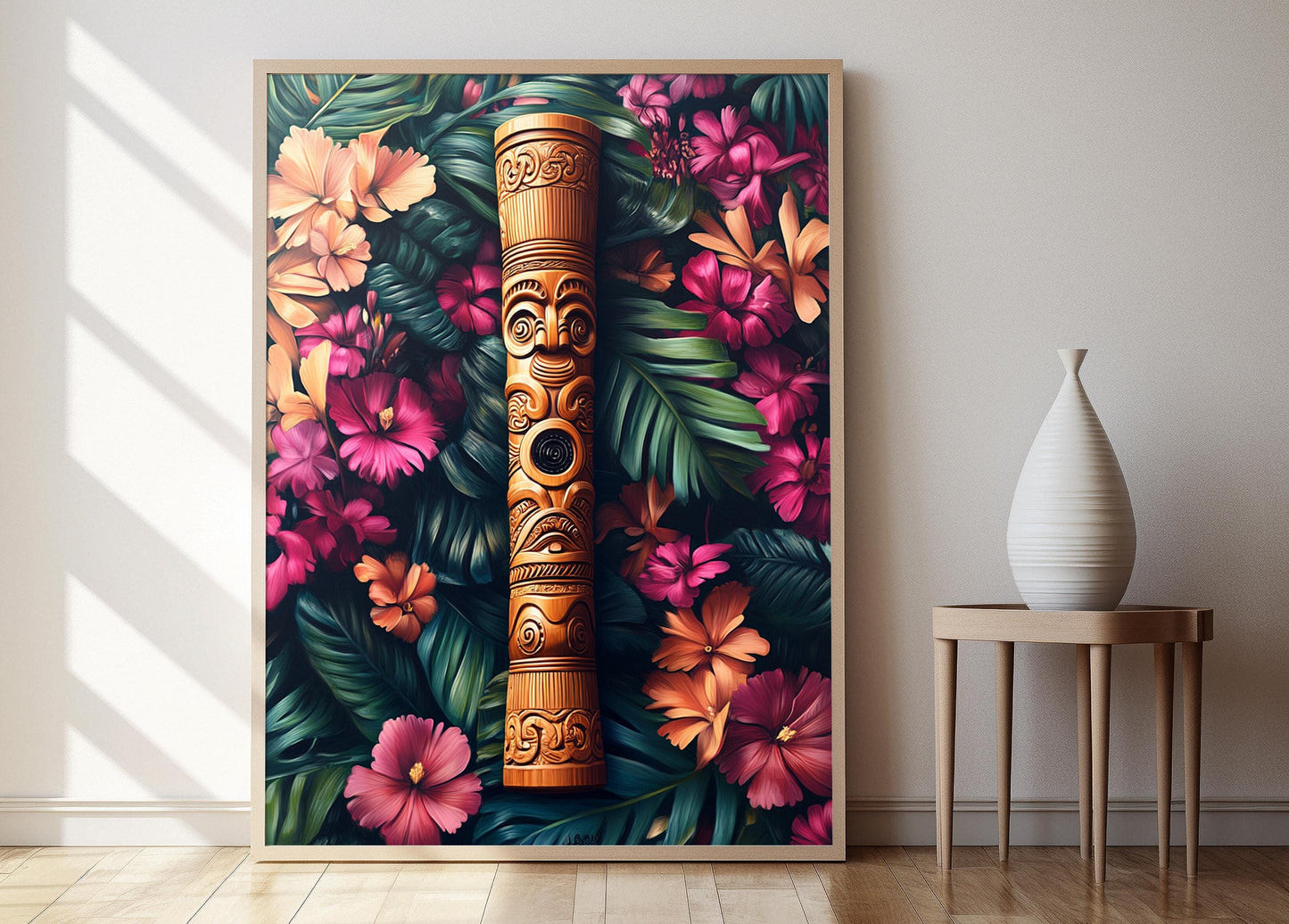 Affiche de Trompette de Guerre Maori – Impression Art Pu Kaea, Floral