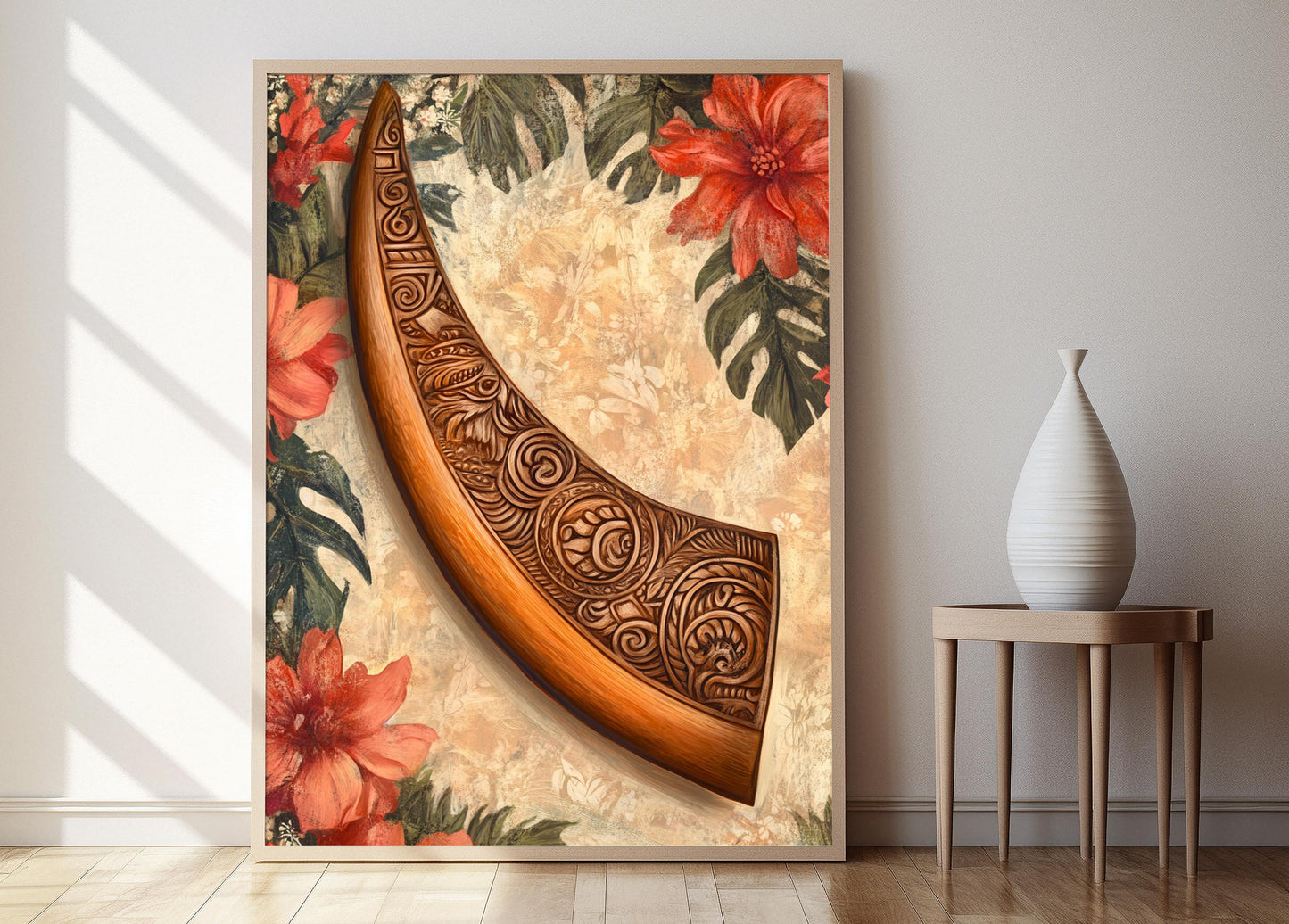 Affiche Canoë Maori – Art Print Traditionnel de Nouvelle-Zélande