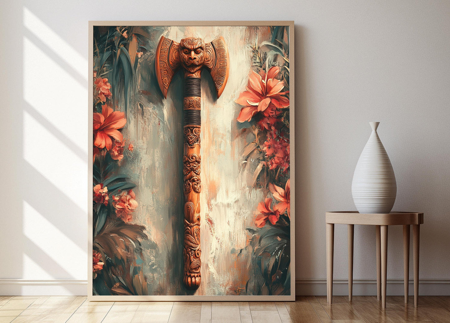 Affiche Taiaha Maori – Poster Art de la Guerre, Décor Indigène de Nouvelle-Zélande