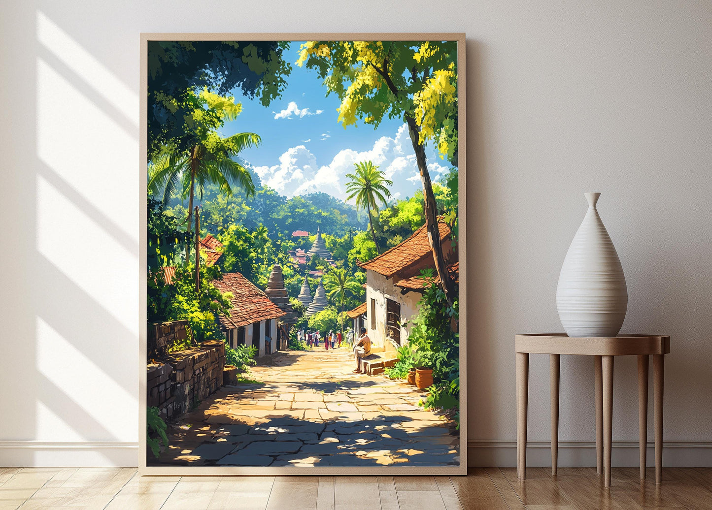 Affiche Anuradhapura – Poster Art Sri-Lankaise, Scène de Temple