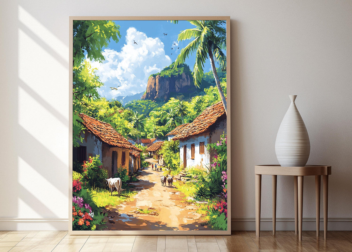 Affiche du Village de Sigiriya – Poster Illustré du Patrimoine Sri-Lankais