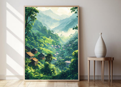 Affiche Kandy Village – Poster Illustration des Plantations de Thé du Sri Lanka