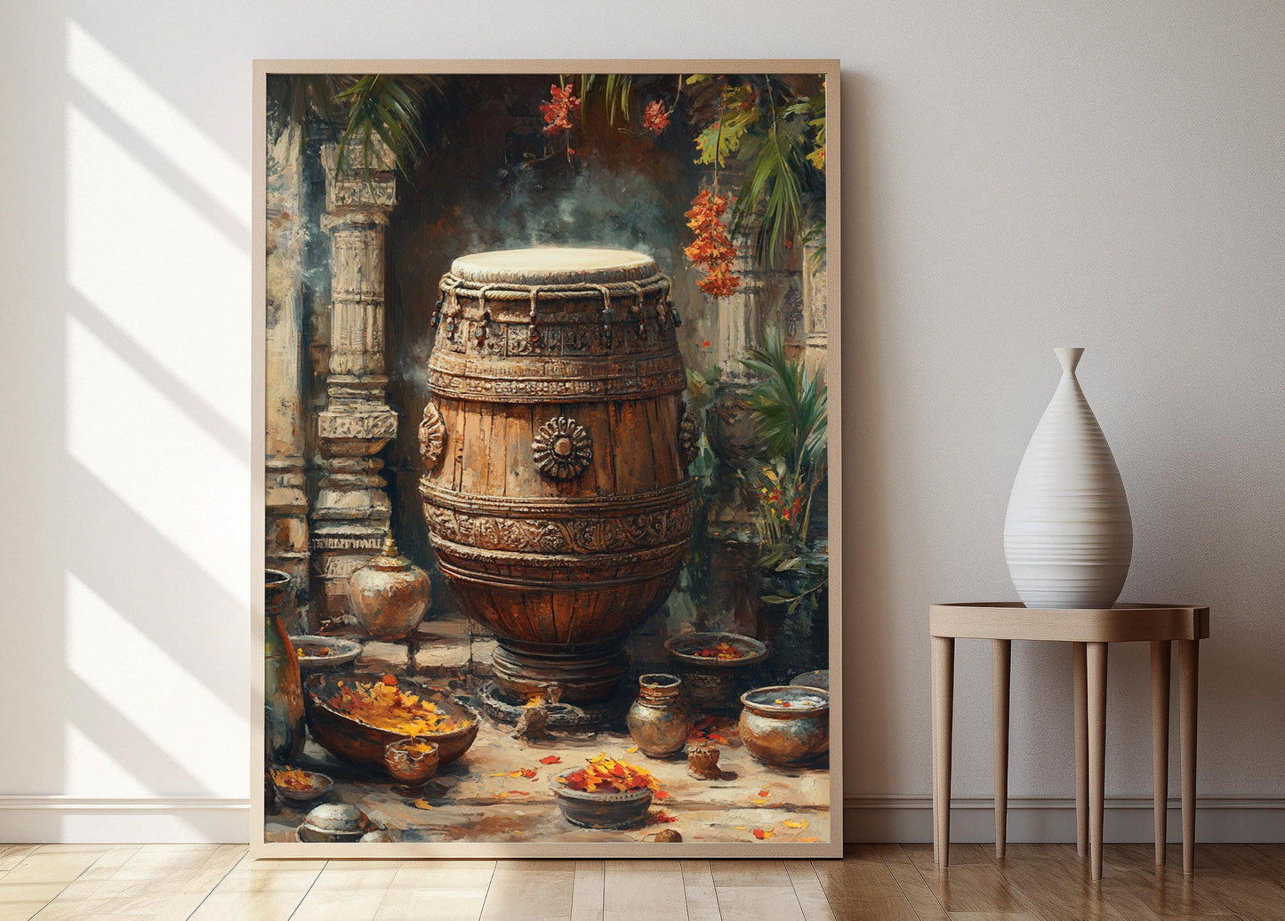 Affiche Tambour en Laiton du Sri Lanka – Illustration d'Instrument Traditionnel