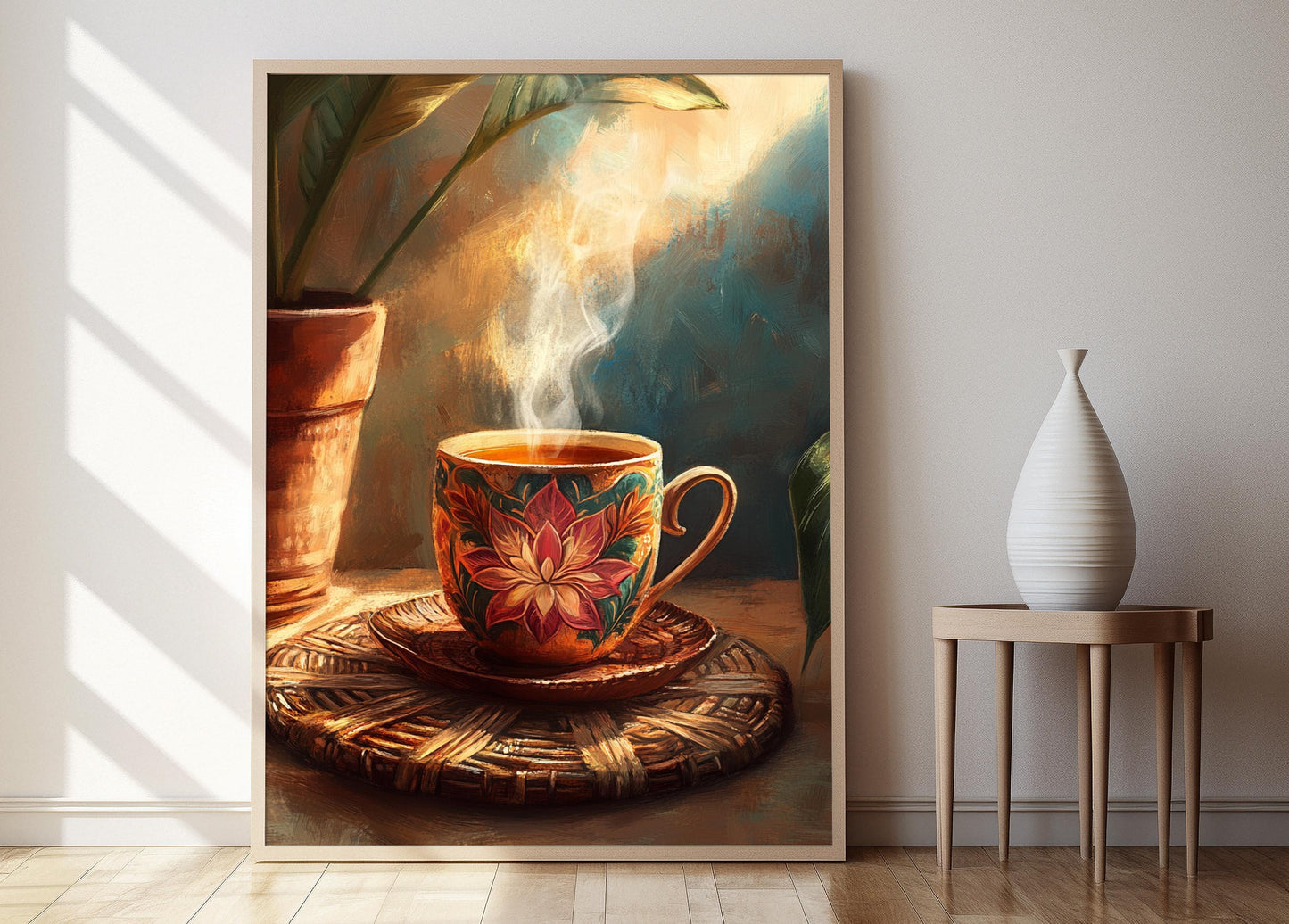 Affiche Thé Ceylon – Poster Illustration de Tasse Lotus Traditionnelle