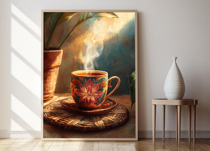 Affiche Thé Ceylon – Poster Illustration de Tasse Lotus Traditionnelle