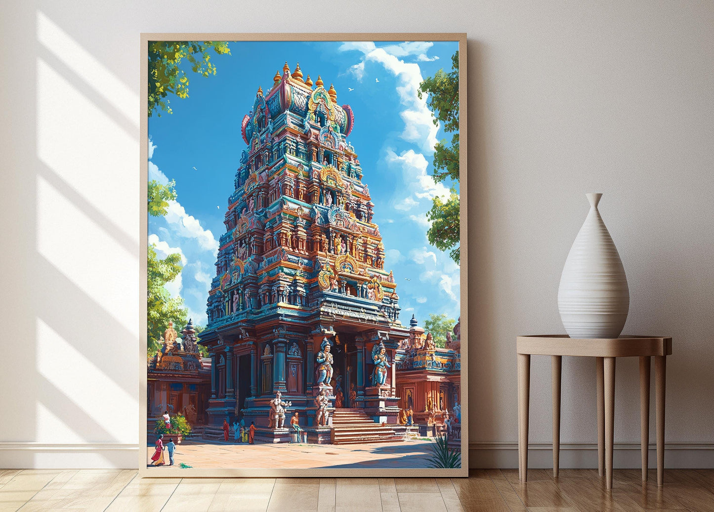 Affiche Temple Meenakshi – Poster Art Vibrante du Sud de l'Inde